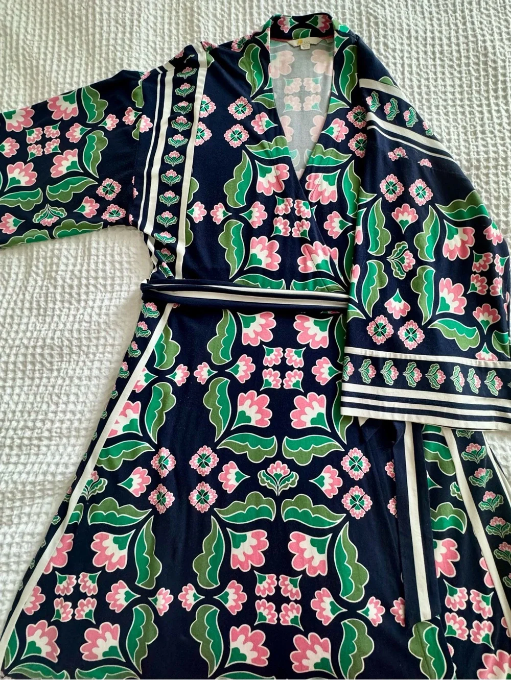 Boden Navy Blue Kimono Wrap Dress with Pockets! - Picture 3 of 7